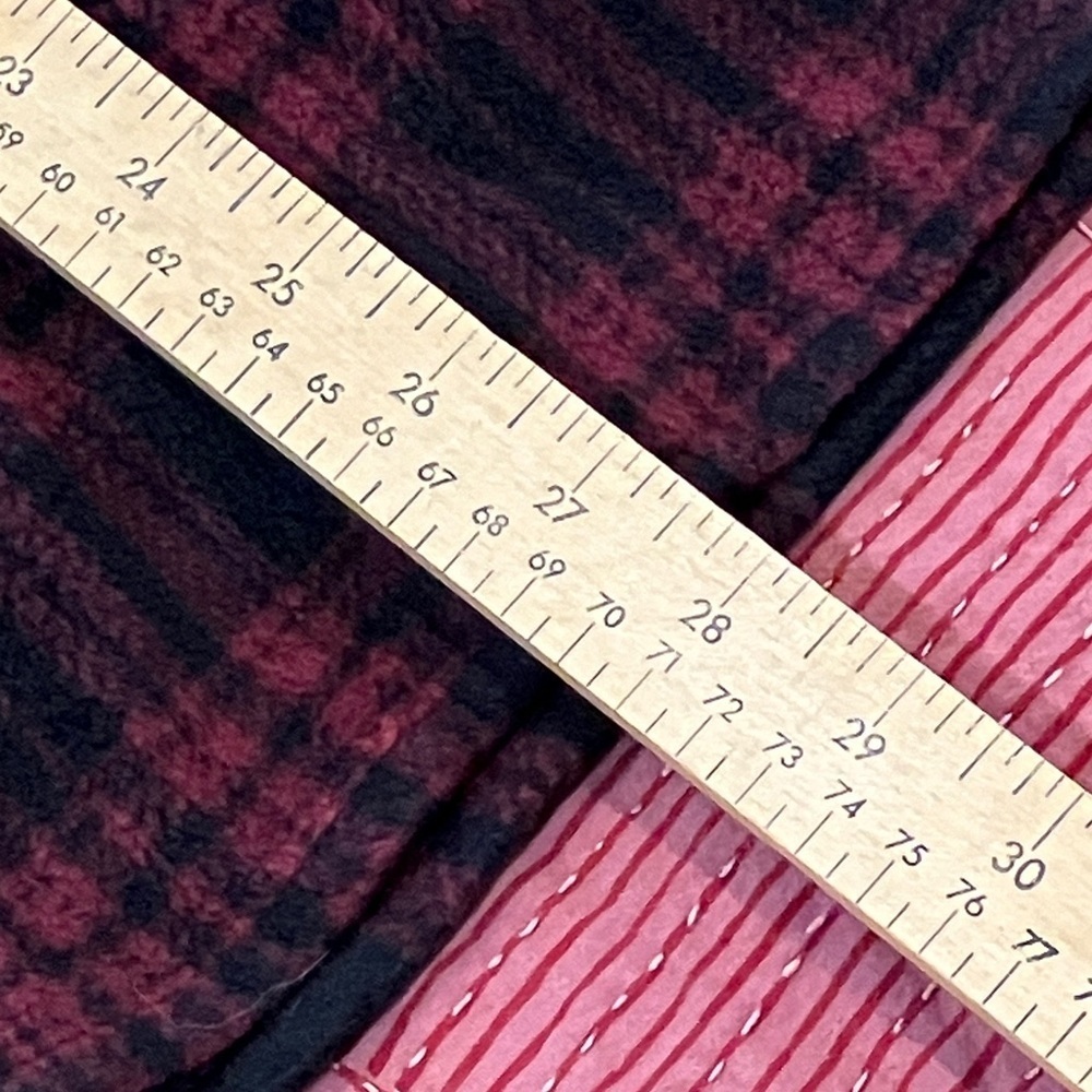 George Men's small burgundy / Black Plaid fleece Button Down Shirt - Picture 5 of 10